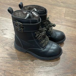 Carters Black Lace Up Combat Boots Size 8 Toddler
